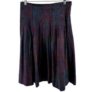 Vintage 90s Tica Floral Paisley Knee Length Skirt Pleated Flowy Multicolor 8